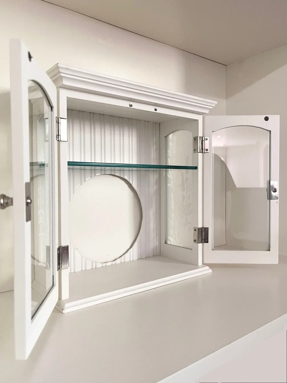 Glass wood cabinet